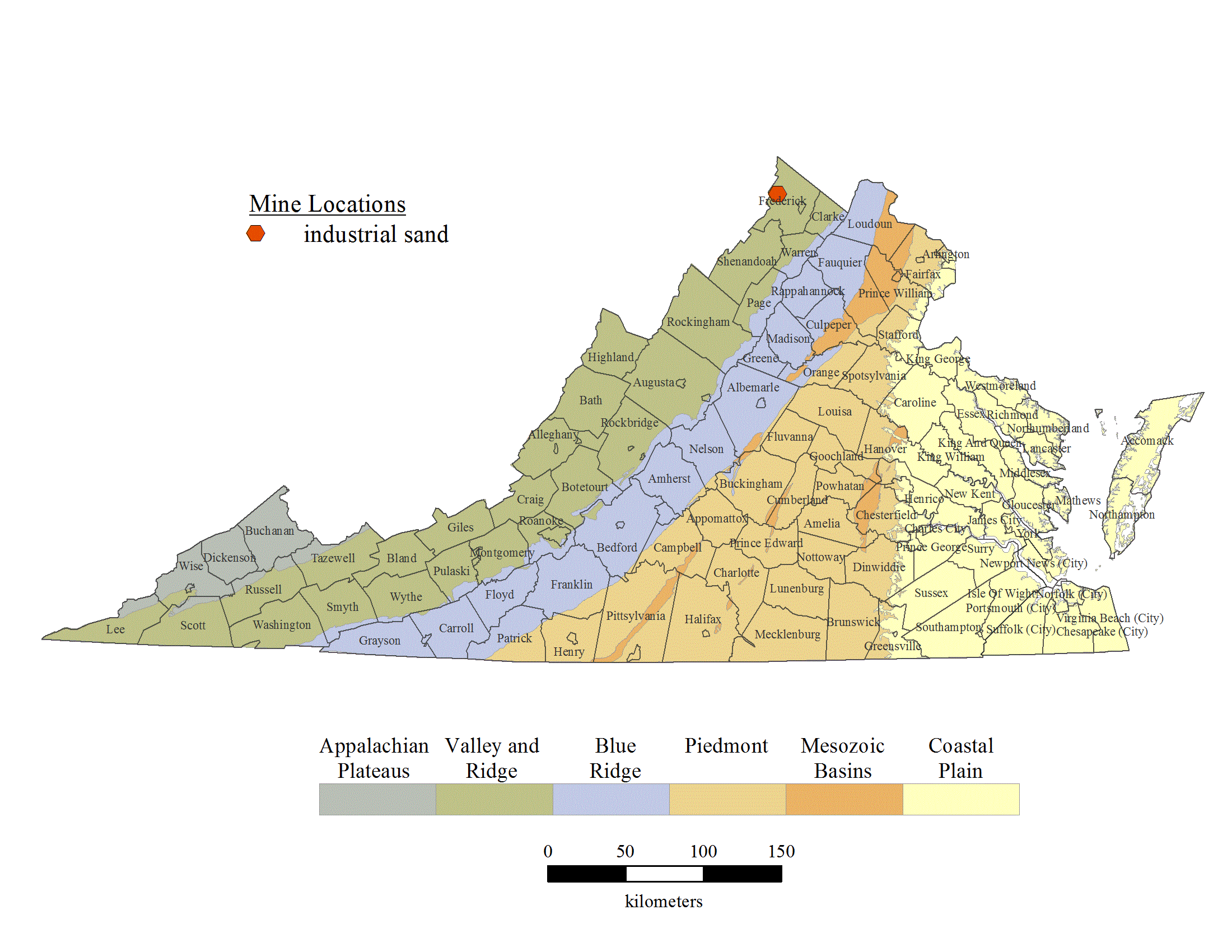 Location of industrial sand extraction site