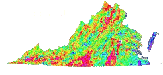 URE aeroradiometric data showing color-shaded eU (ppm)