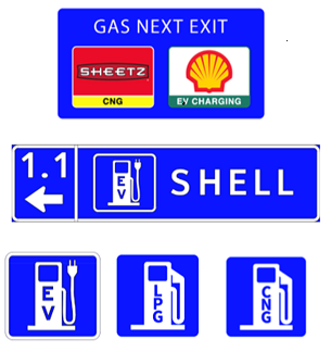 Electric Vehicle Charging and Alternative Fuel Filling Station Signage